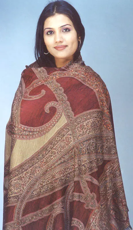 Maroon Jamawar Shawl