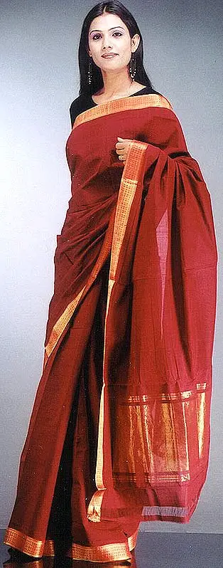 Maroon Mangalgiri Sari