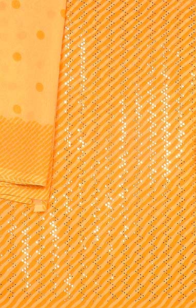 Orange and Yellow Leharia Suit with Mokaish Work