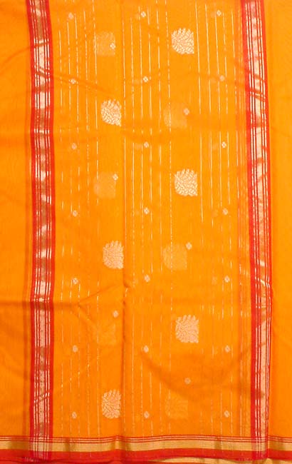 Orange Chanderi Suit with Golden Thread Work