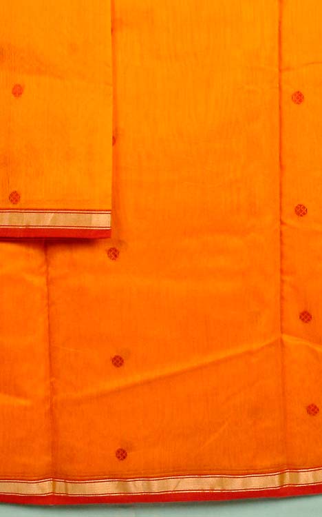 Orange Chanderi Suit with Red Bootis