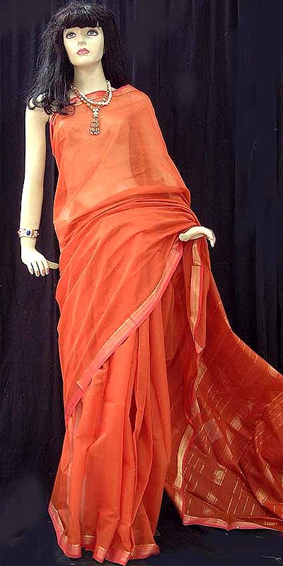 Orange Tissue Sari