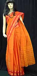 Orange Venkatagiri Sari