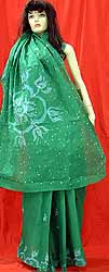 Parrot Green Batik Sari