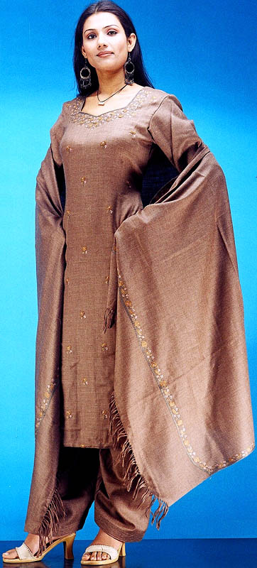 Phulkari Woolen Suit with Shawl