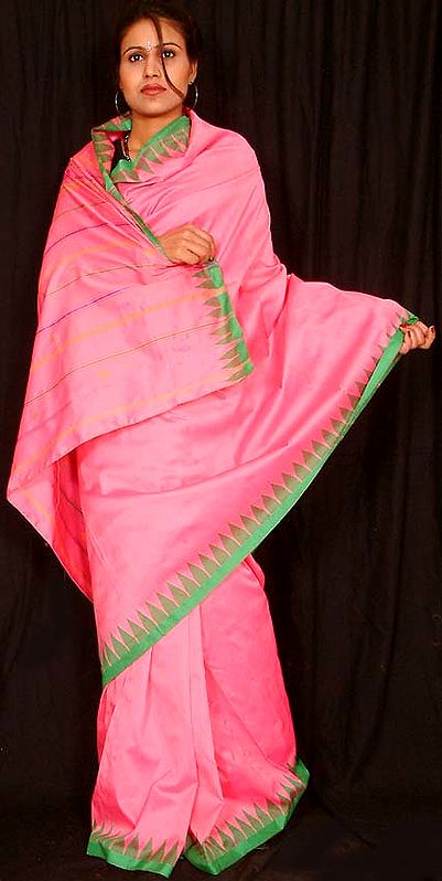 Pink Polyester Sari