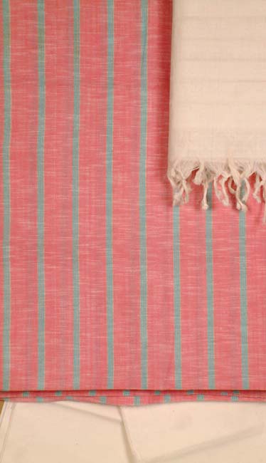 Pink Salwar with Stripes and Off-White Salwar and Dupatta