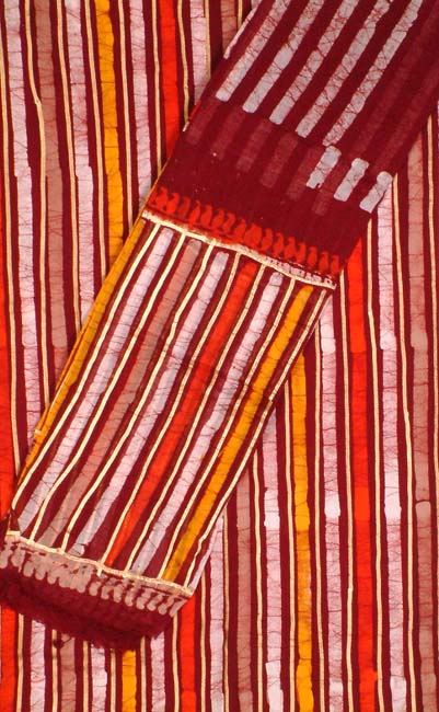Polychrome Batik Suit with Vertical Stripes