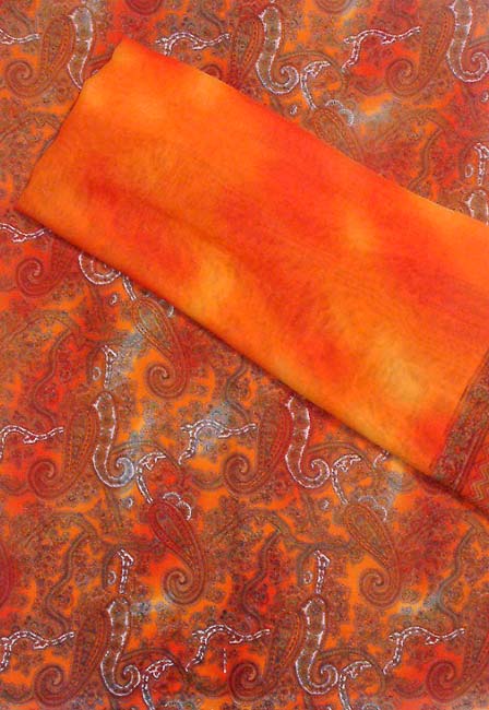 Printed Orange Paisley Salwar Suit