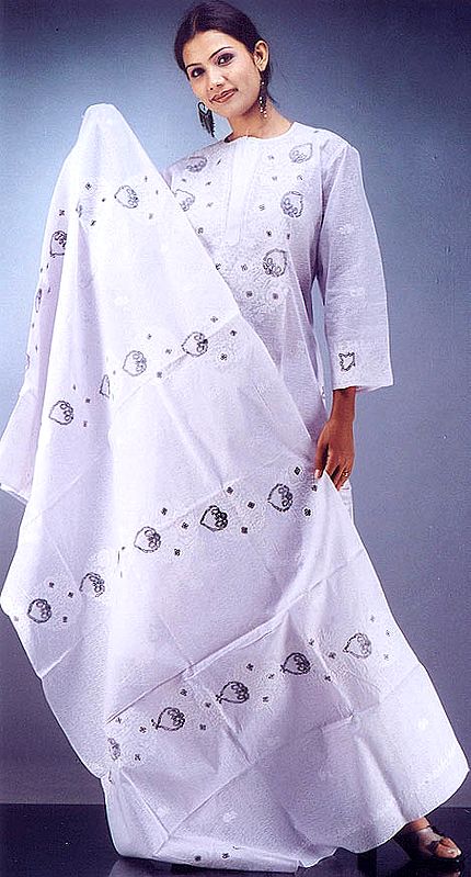 Pure Cotton Suit with Chikan Embroidery