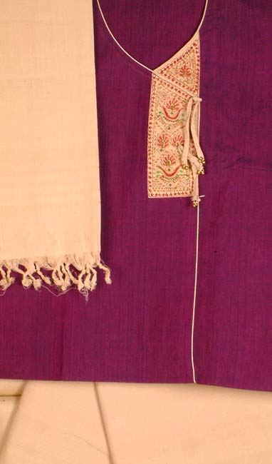 Purple Angarakha Suit with Beige Dupatta and Salwar