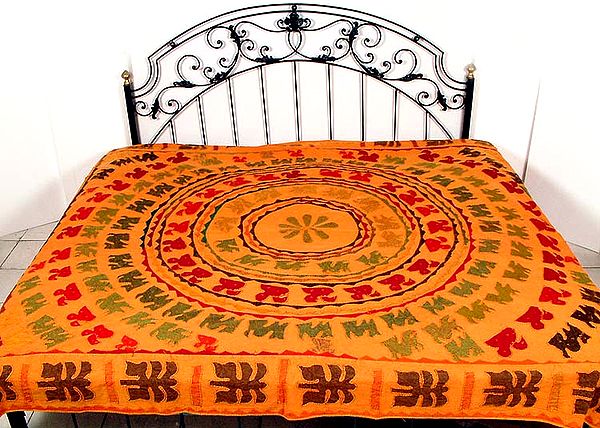 Rajasthani Bedspread with Applique Work