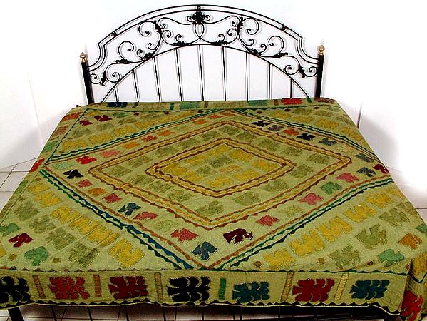 Rajasthani Bedspread with Applique Work