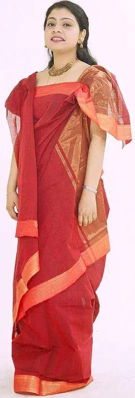 Red Mangalgiri Sari