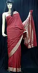 Red Polysilk Sari