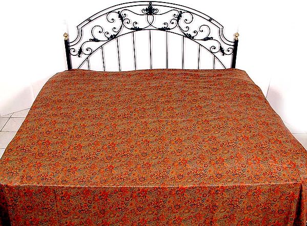 Rust-Colored Jamawar Bedspread
