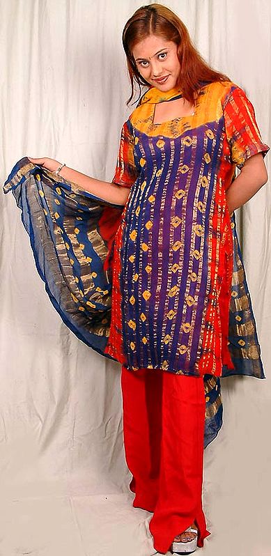Scarlet Macaw Suit with Parallel Salwar