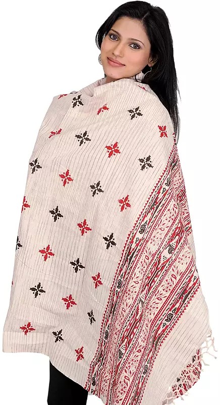 Vanila Shawl from Banaras with Ikat Print