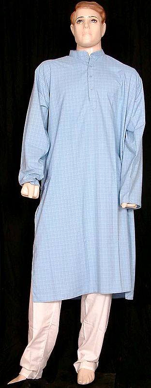 Sky Blue Cotton Kurta Pyjama