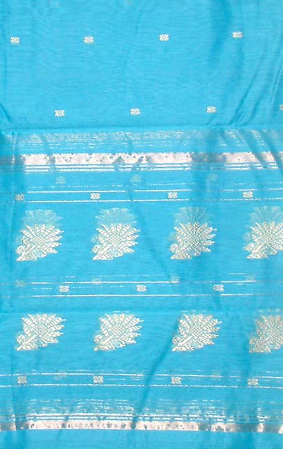 Sky-Blue Chanderi Suit with Golden Thread Work