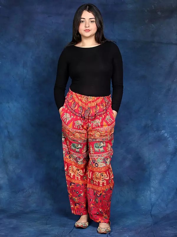 Casual Trousers from Pilkhuwa with Printed Elephants