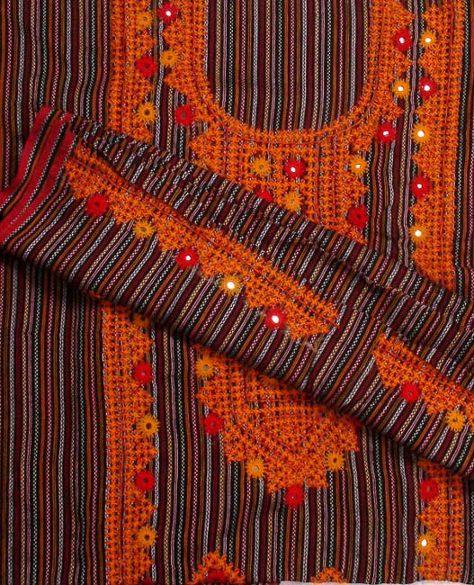 Striped Suit from Kutchh with Mirror Work