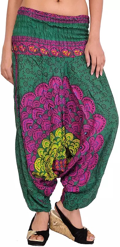 Floral Printed Harem Trousers with Elastic Waist