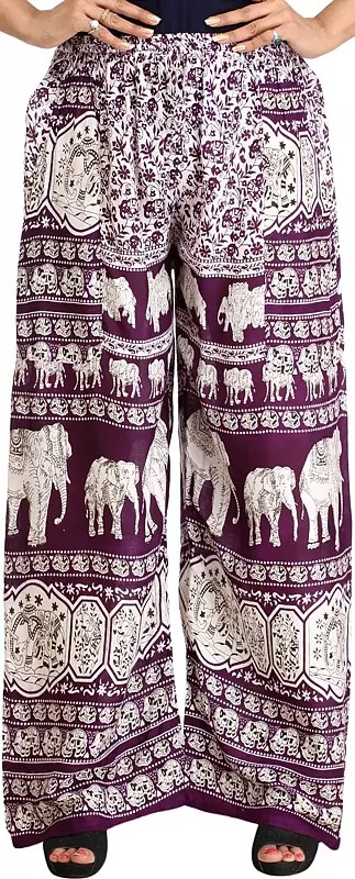 Casual Trouser with Printed Elephants and Side Pockets