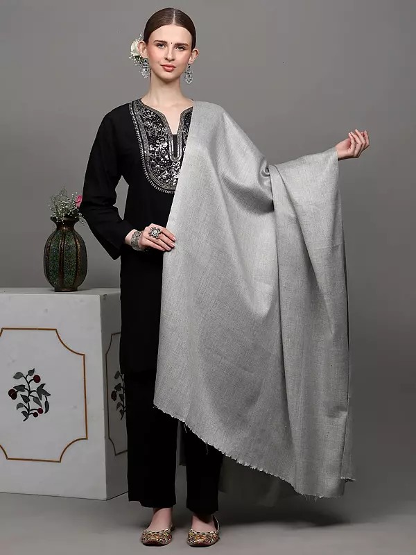 Plain Cashmere Shawl with Diamond Weave
