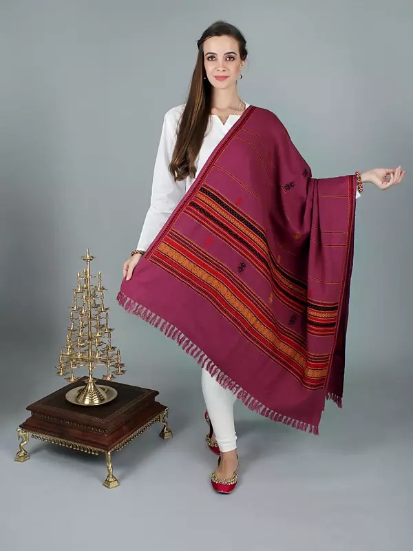 Handloom Shawl from Manipur with Traditional Motifs