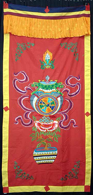 The Auspicious Symbols of Buddhism (Tibetan Altar Curtain)