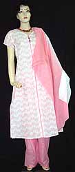 White And Baby Pink Embroidered Salwar Kameez