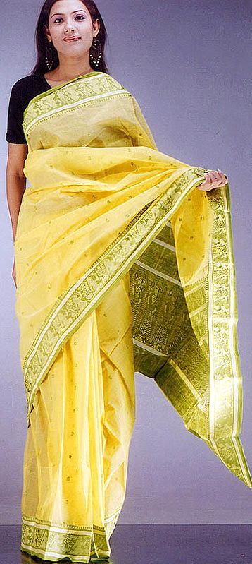 Yellow Baluchari Sari