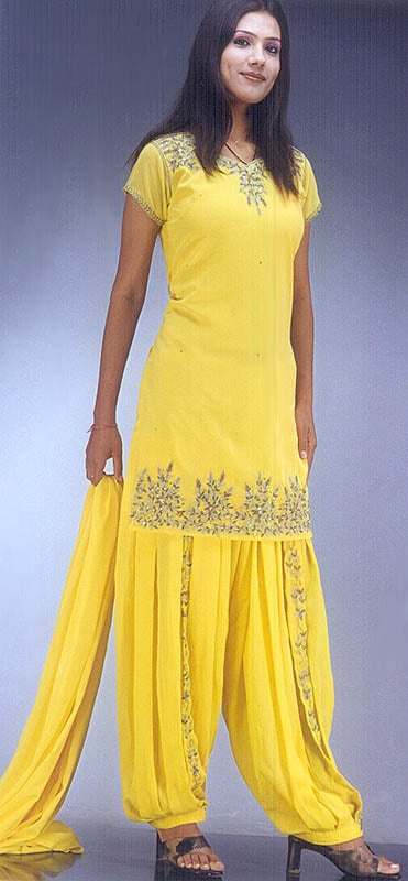 Yellow Suit with Patiala Salwar