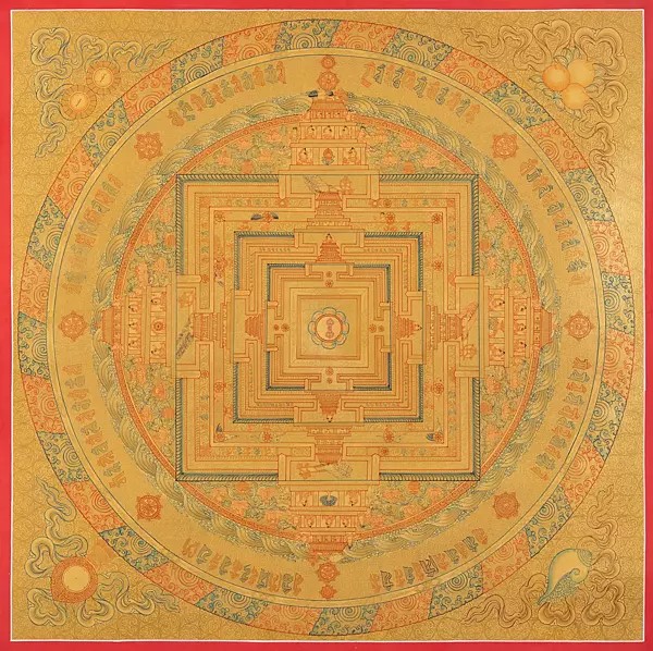 Med.Large Golden Kalchakra (Brocadeless Thangka)