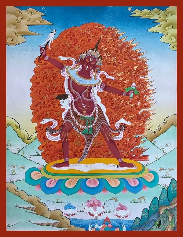 Ekajati the protector of the Dzogchen Teachings (Brocadeless Thangka)