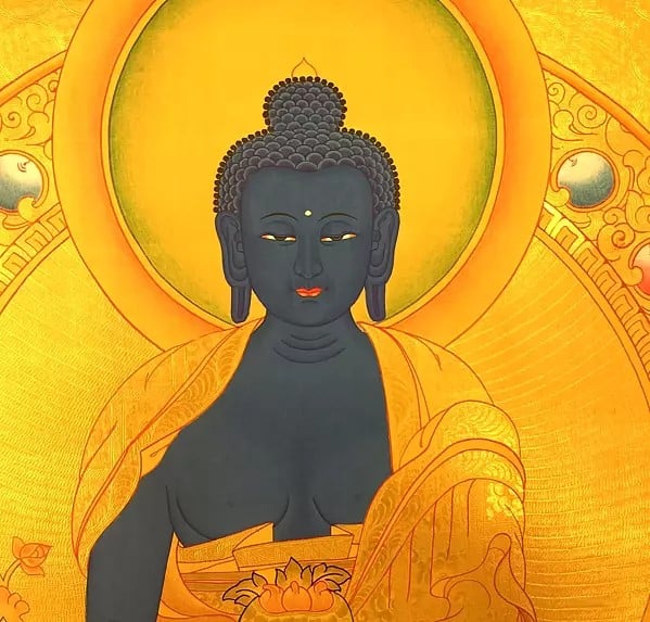 Bhaisajya Guru or Menhla in Tibetan (Brocadeless Thangka)