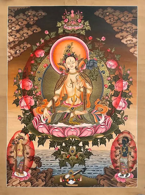 White Tara Thangka (Brocadeless Thangka)