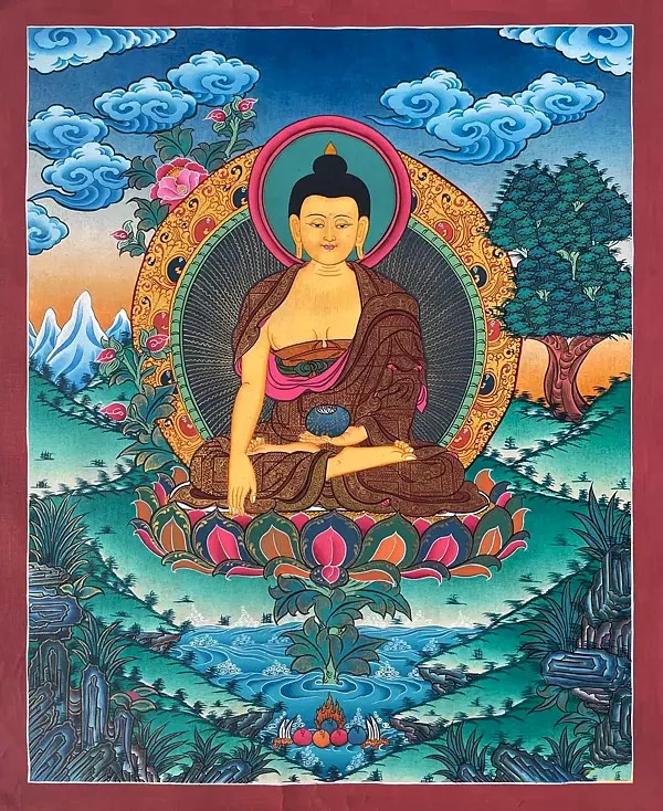 Shakyamuni Buddha Thangka (Brocadeless Thangka)