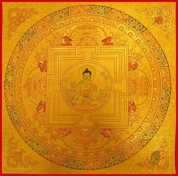 Medicine Buddha mandala (Brocadeless Thangka)