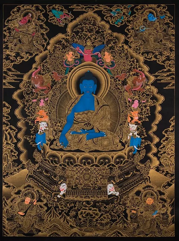 Buddha in the Varada Mudra (Brocadeless Thangka)
