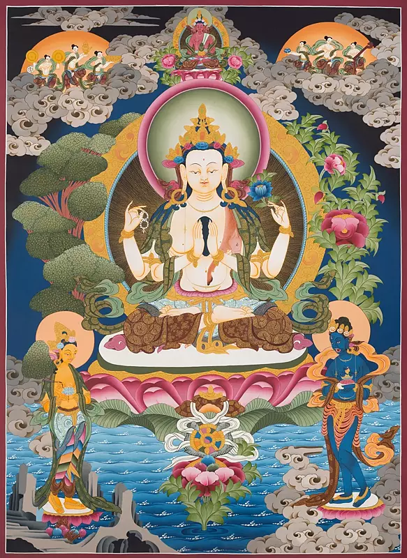 Chengrezig (Brocadeless Thangka)