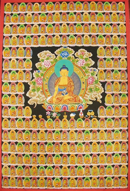 108 Shakyamuni Buddha Thangka (Brocadeless Thangka)