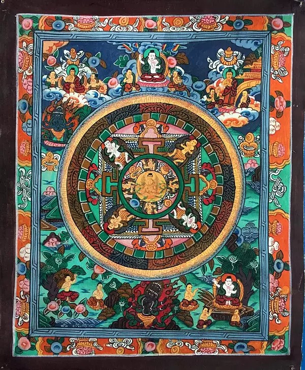 Five Mandalas Thangka (Brocadeless Thangka)