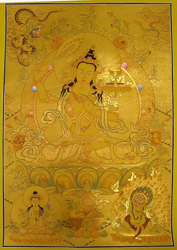 Manjushri Thangka (Brocadeless Thangka)