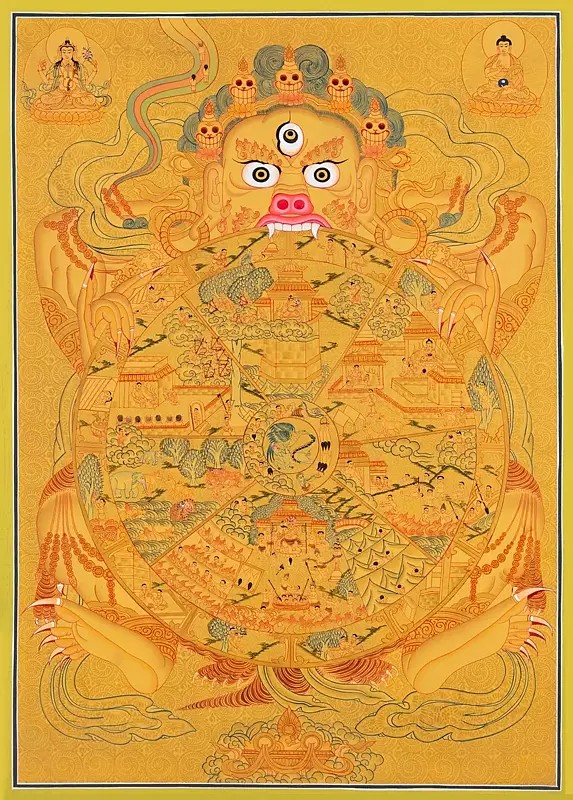 All Gold Wheel of Life (Brocadeless Thangka)