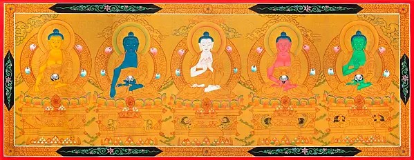 Five Buddhas Thangka (Brocadeless Thangka)