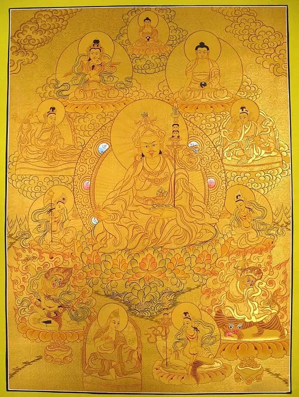 Padmasambhava Thangka Popurly Known as Guru Rinpoche (Brocadeless Thangka)