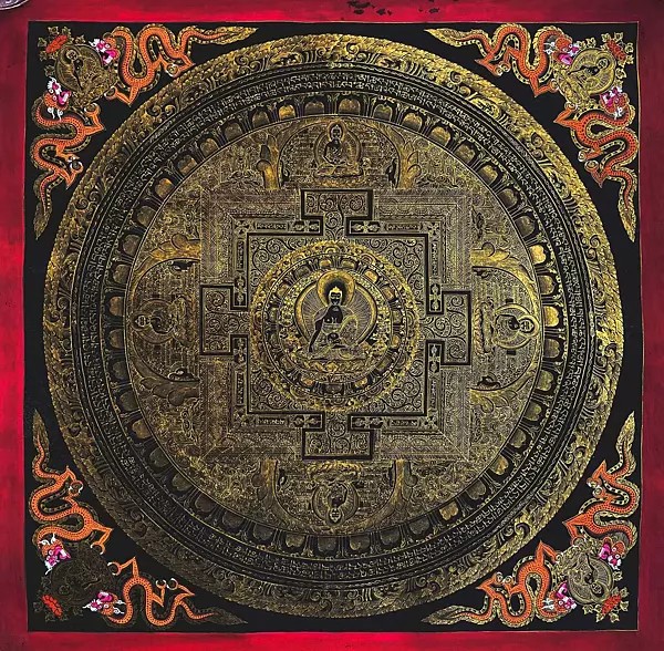 Shakyamuni Buddha Mandala Thangka (Brocadeless Thangka)