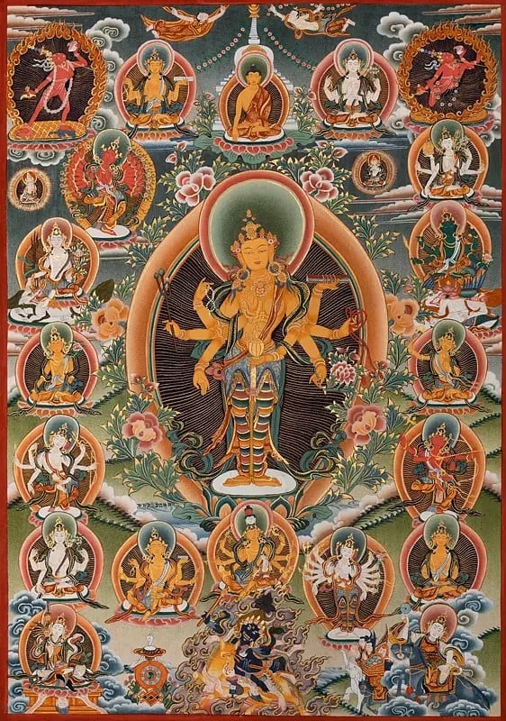 Amoghpasha Lokeshvara Thangka (Brocadeless Thangka)